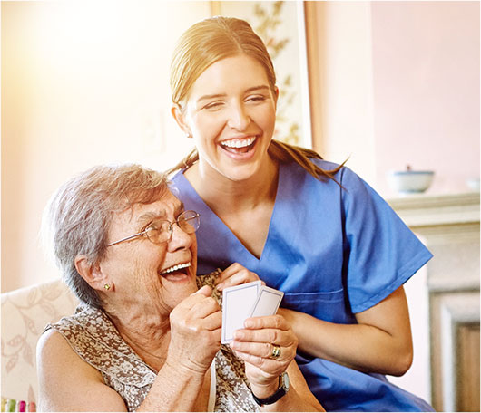 Carer with old lady