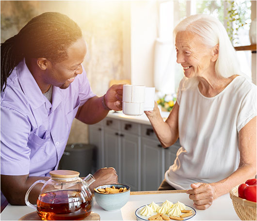 male carer with old lady